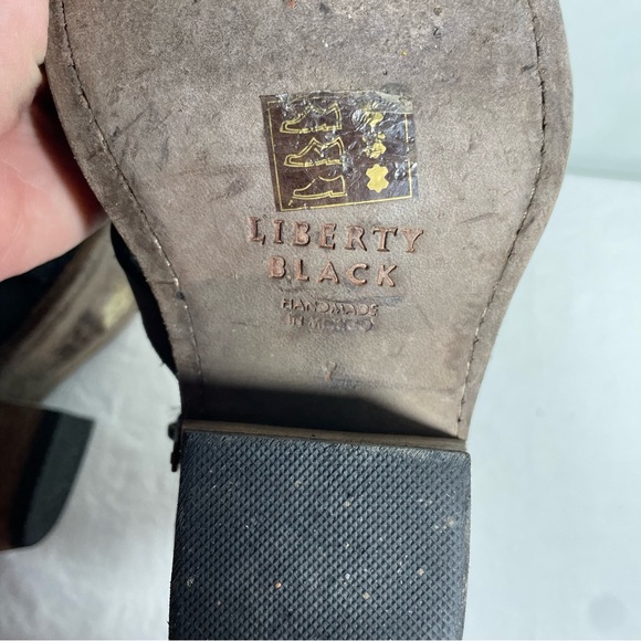 Liberty Black Amy Western Leather Rocker Stud Ankle Boots - Picture 12 of 14